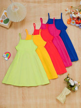 5pcs/Set Assorted Colors Summer Spaghetti Strap Sundress For Young Girls